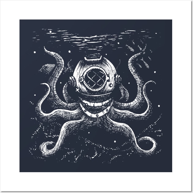 Octopus Diver Wall Art by redblackberries